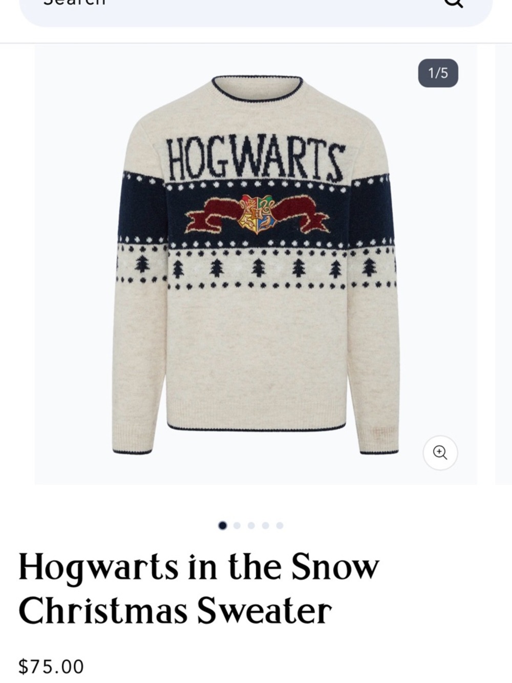 NWOT Official Hogwarts Cream & Navy Embroidered Crewneck Sweater Unisex